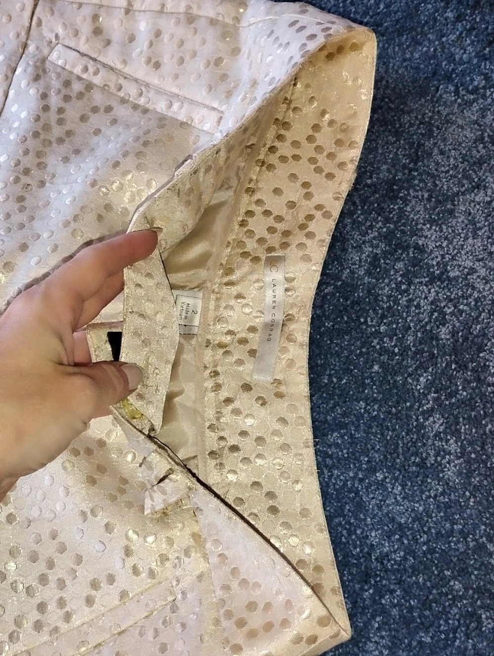 Lauren Conrad Polka Dot Mini Skirt in Gold & White Size 2